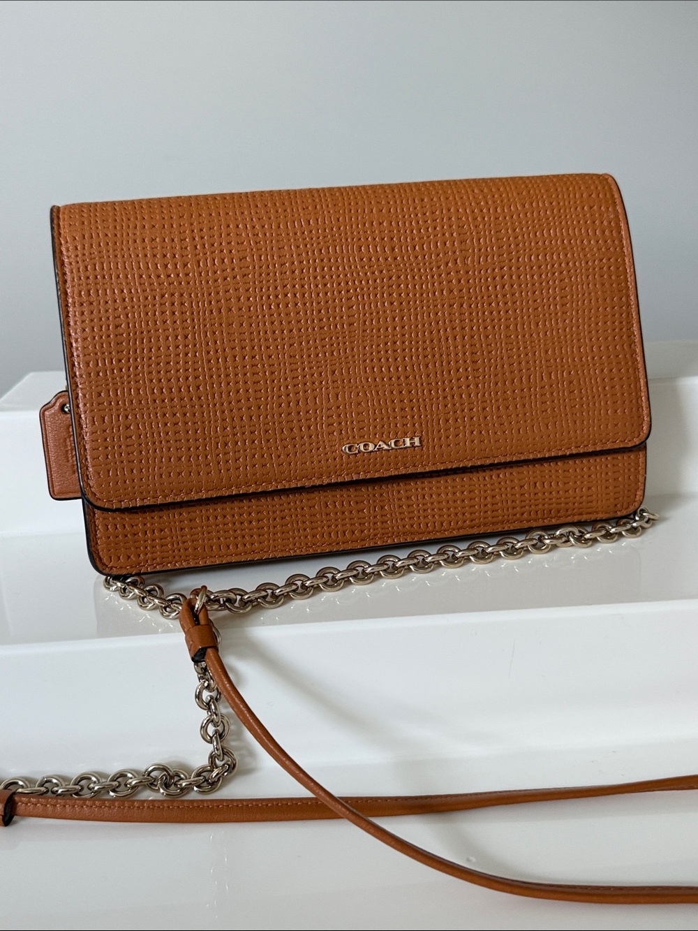 Coach Small Crossbody Wallet — Saddle Brown